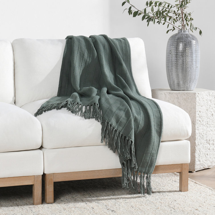 Hendri Knotted Tassel 50”x70” Throw Blanket in White