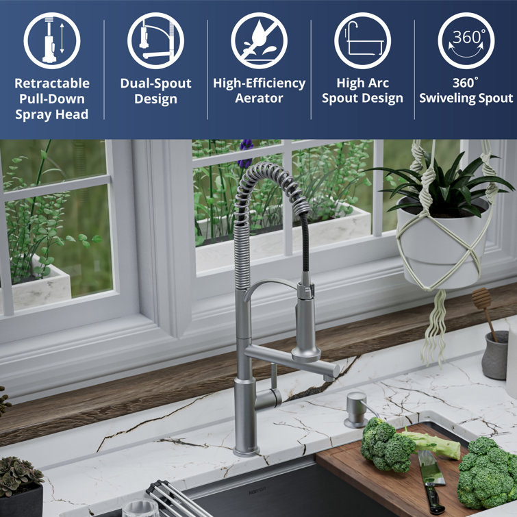 Stainless Steel Pull-Down Kitchen Faucet with Pot Filler