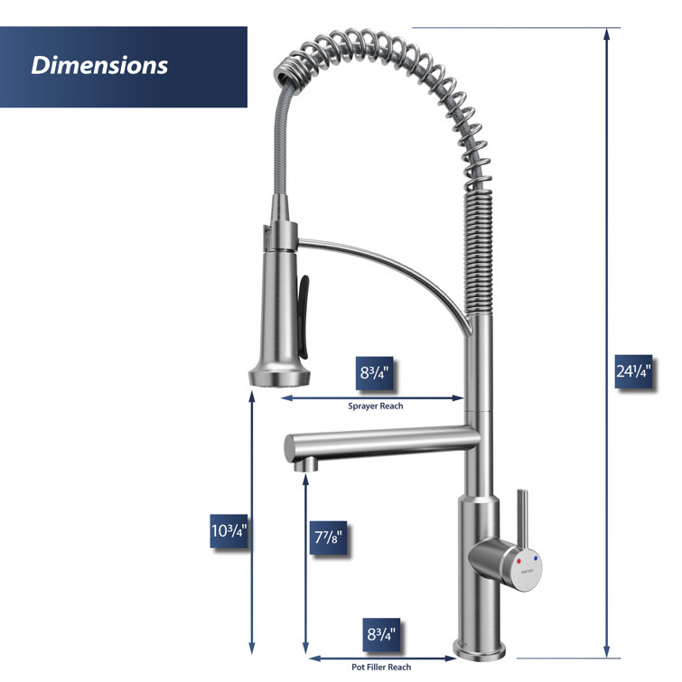 Stainless Steel Pull-Down Kitchen Faucet with Pot Filler