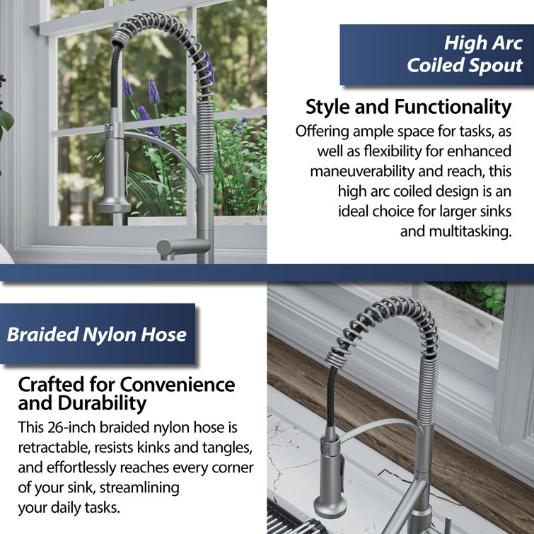 Stainless Steel Pull-Down Kitchen Faucet with Pot Filler