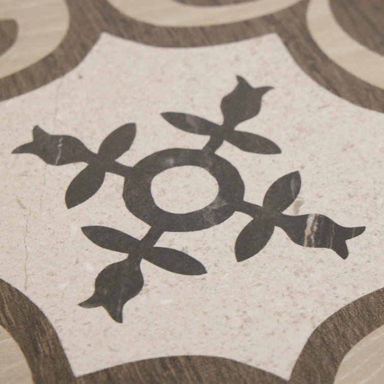 8x8 Matte Brown and Beige Porcelain Tile with Stone Design