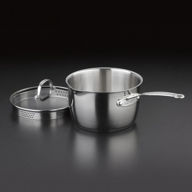 Stainless Steel 3-Quart Saucepan with Pour Spout and Lid