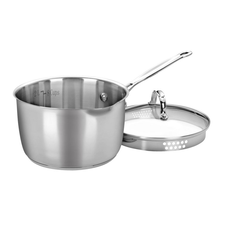 Stainless Steel 3-Quart Saucepan with Pour Spout and Lid