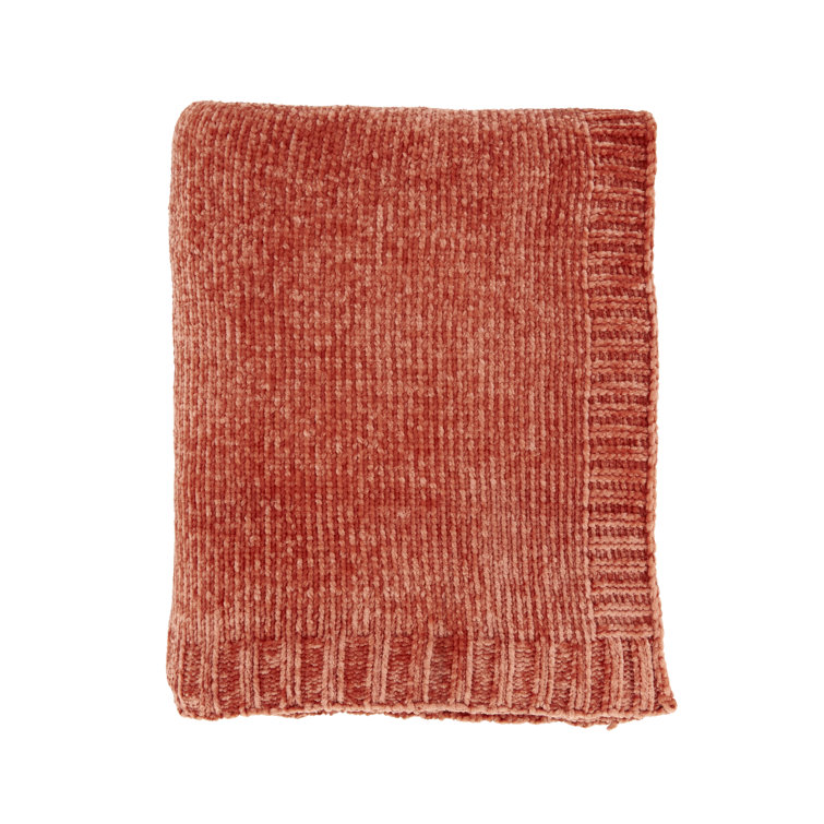 Coral Chenille Knit Throw Blanket, 50 x 60 Inches