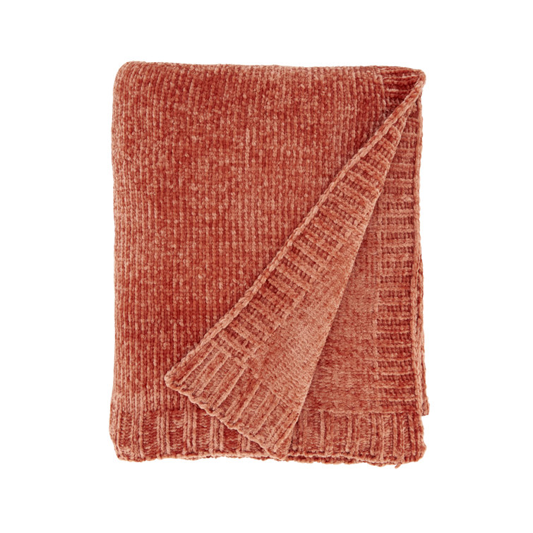 Coral Chenille Knit Throw Blanket, 50 x 60 Inches