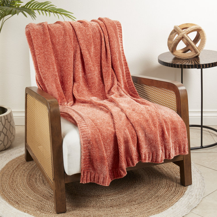 Coral Chenille Knit Throw Blanket, 50 x 60 Inches