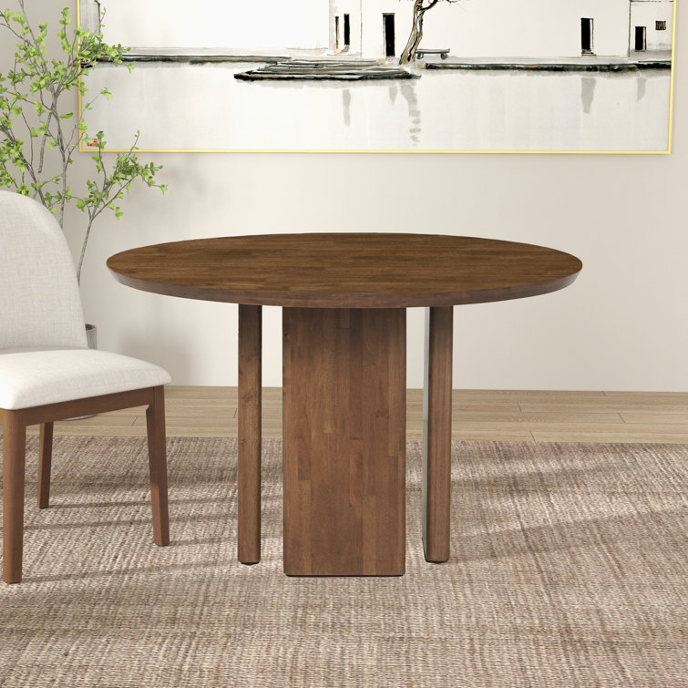 Chen 47.2" Walnut Solid Wood Round Dining Table