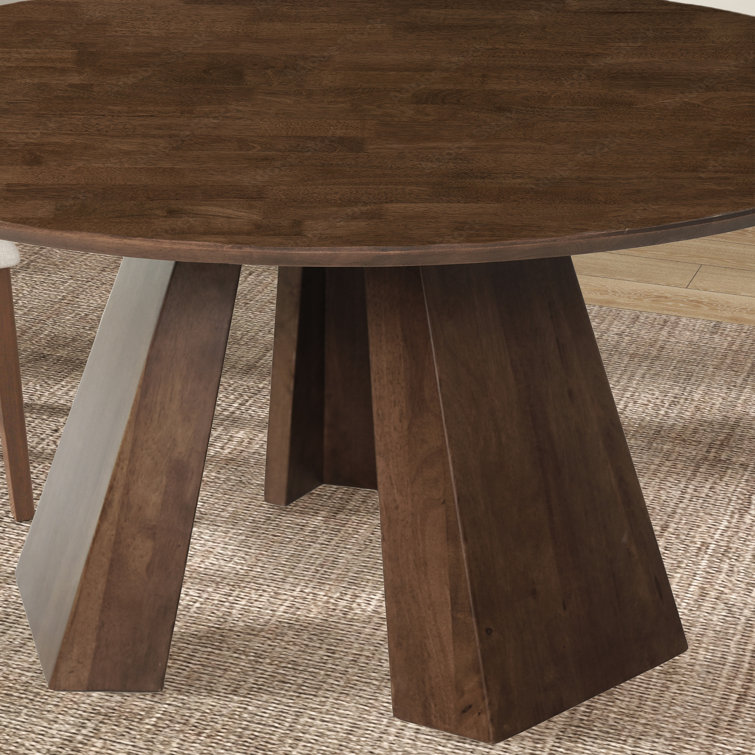 Lenore 53.1'' Walnut Solid Wood Round Pedestal Dining Table