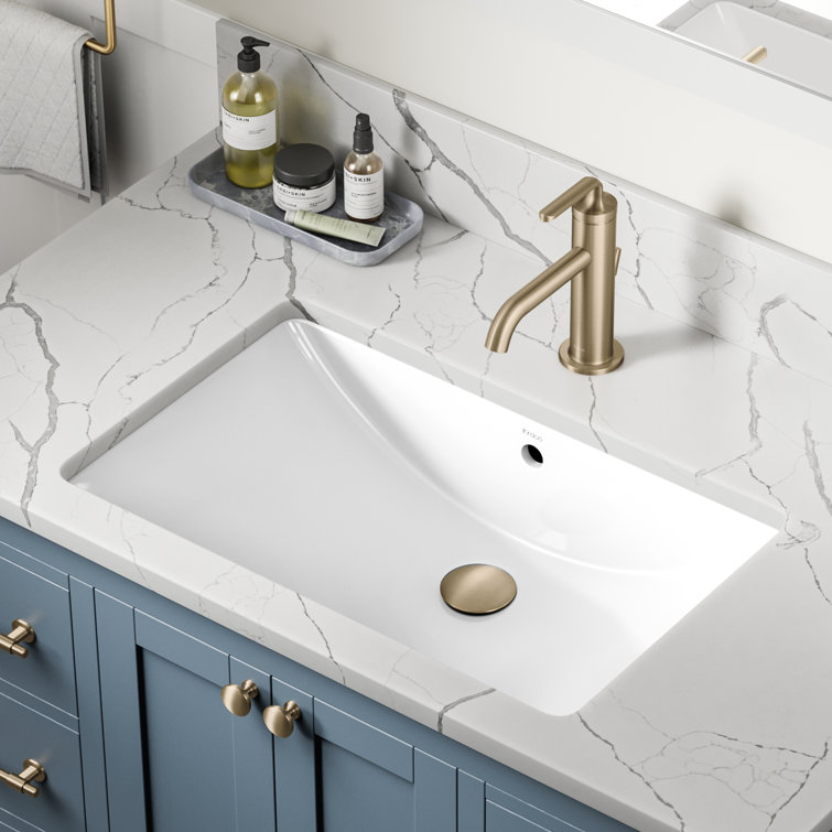 Elavo 23" White Ceramic Rectangular Undermount Bathroom Sink