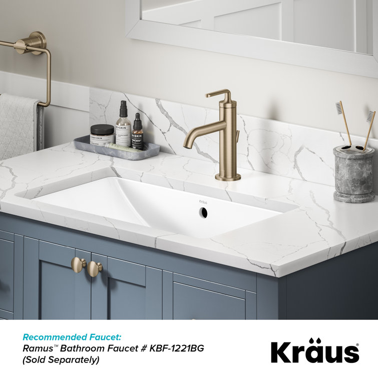 Elavo 23" White Ceramic Rectangular Undermount Bathroom Sink