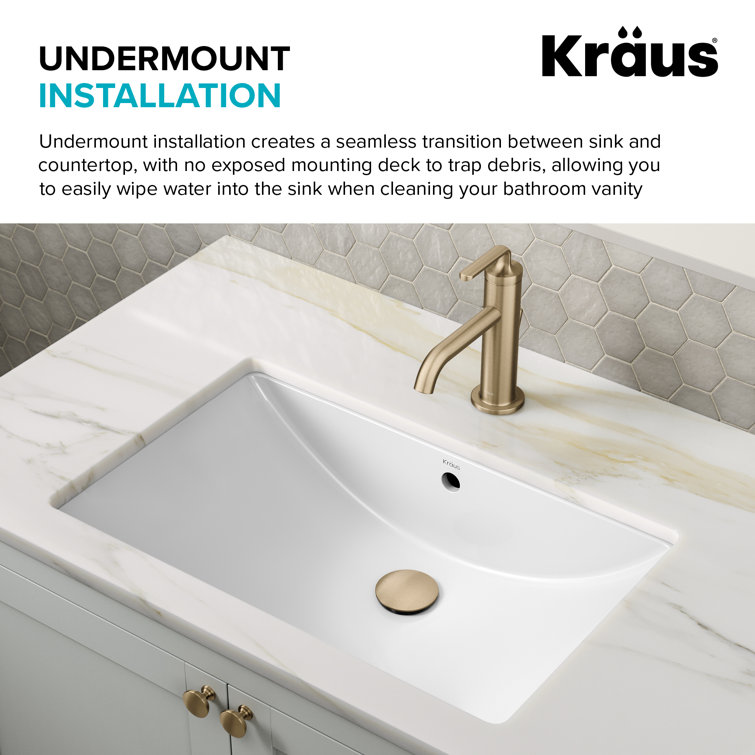 Elavo 23" White Ceramic Rectangular Undermount Bathroom Sink