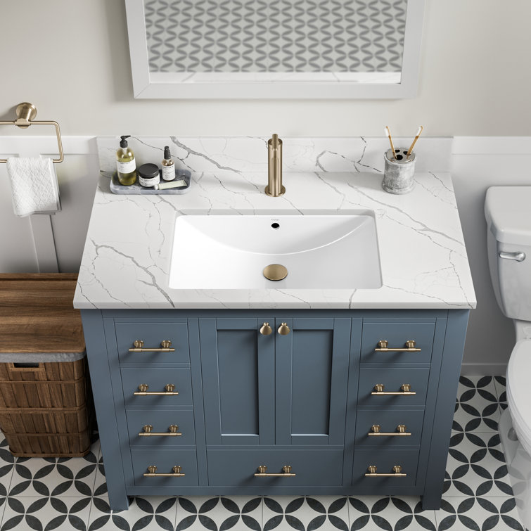 Elavo 23" White Ceramic Rectangular Undermount Bathroom Sink