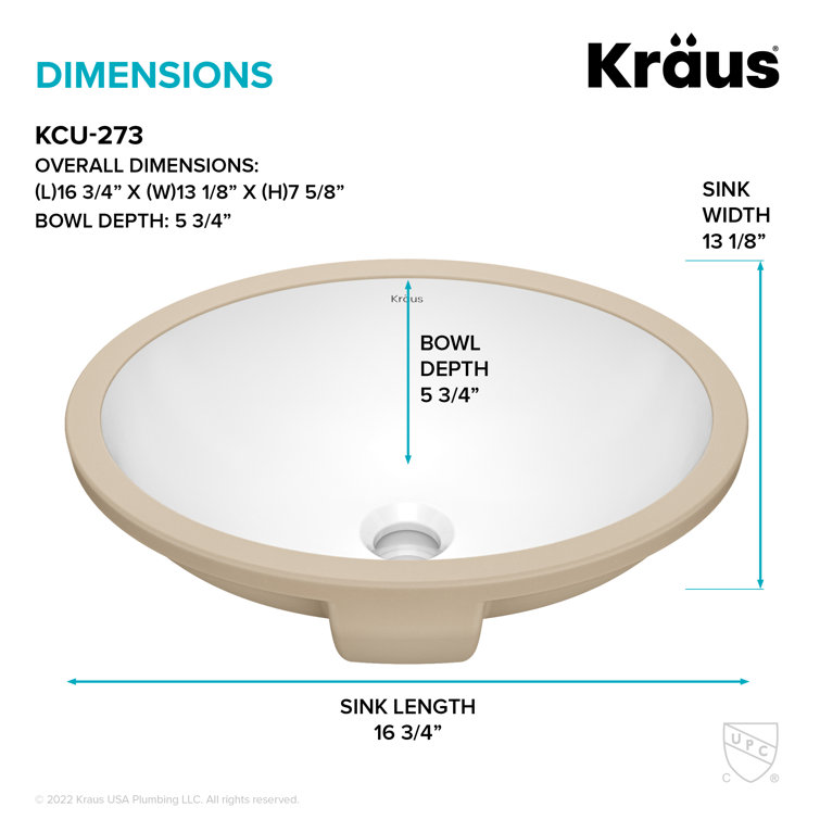 Elavo White Oval Ceramic Undermount Bathroom Sink with Overflow