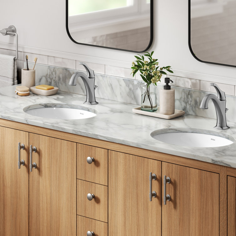 Elavo White Oval Ceramic Undermount Bathroom Sink with Overflow
