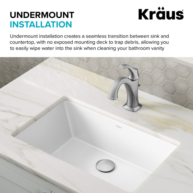 Elavo 21-Inch White Rectangular Ceramic Undermount Bathroom Sink