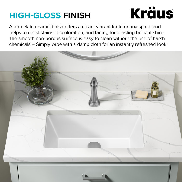 Elavo 21-Inch White Rectangular Ceramic Undermount Bathroom Sink