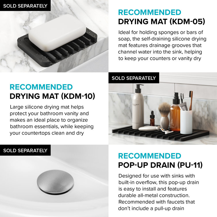 Elavo White Oval Ceramic Drop-In Bathroom Sink with Overflow