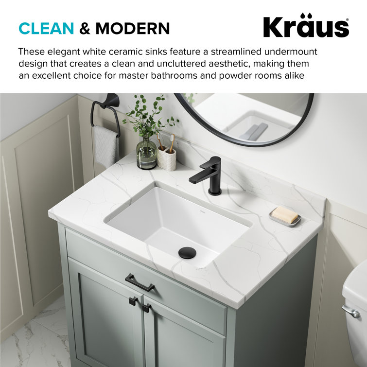 Kraus Elavo 20.25" White Ceramic Undermount Bathroom Sink