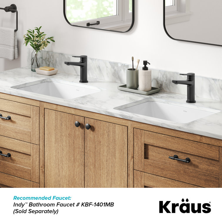 Kraus Elavo 20.25" White Ceramic Undermount Bathroom Sink