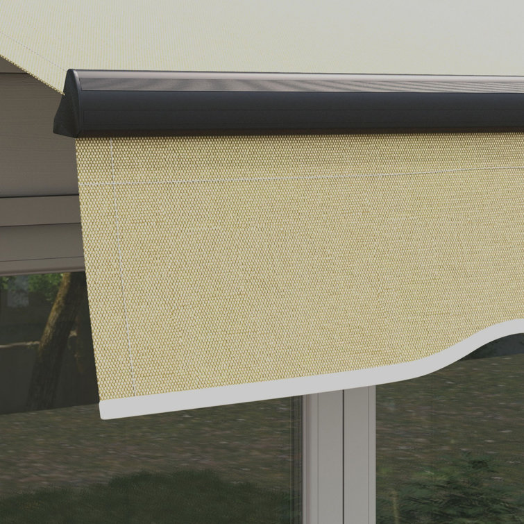 Outsunny Beige 98.5'' Retractable Patio Awning with Manual Crank