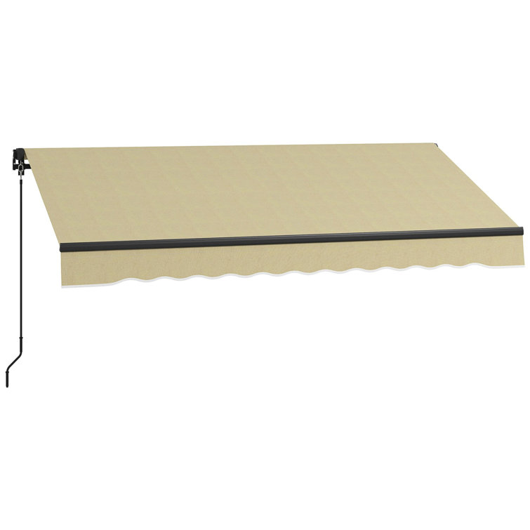 Outsunny Beige 98.5'' Retractable Patio Awning with Manual Crank