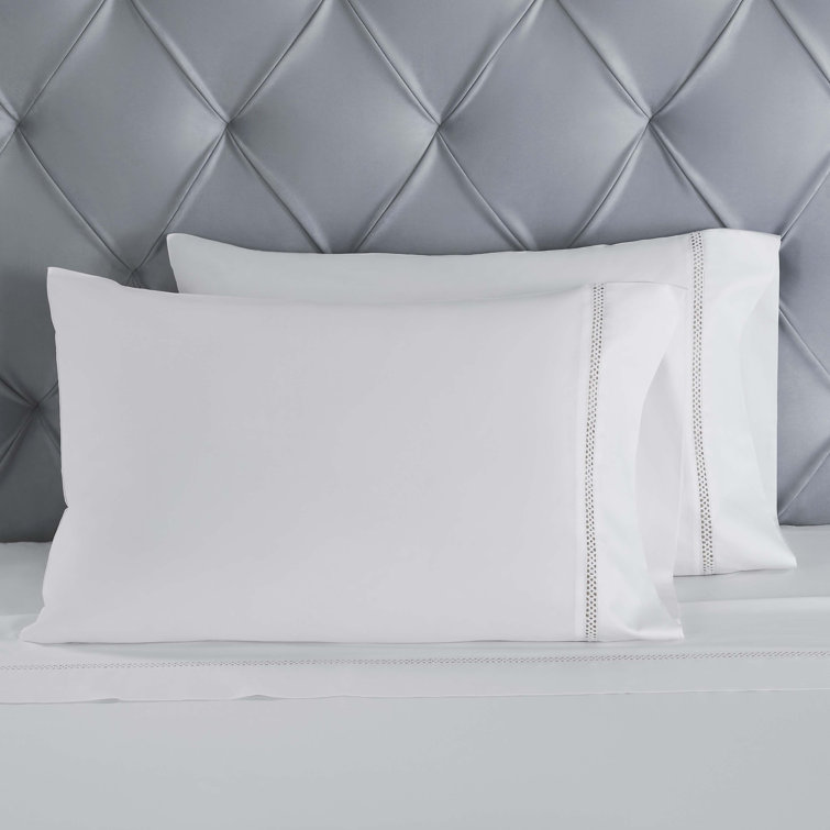 Full White Cotton Satin Embroidered Deep Pocket Bed Sheet Set