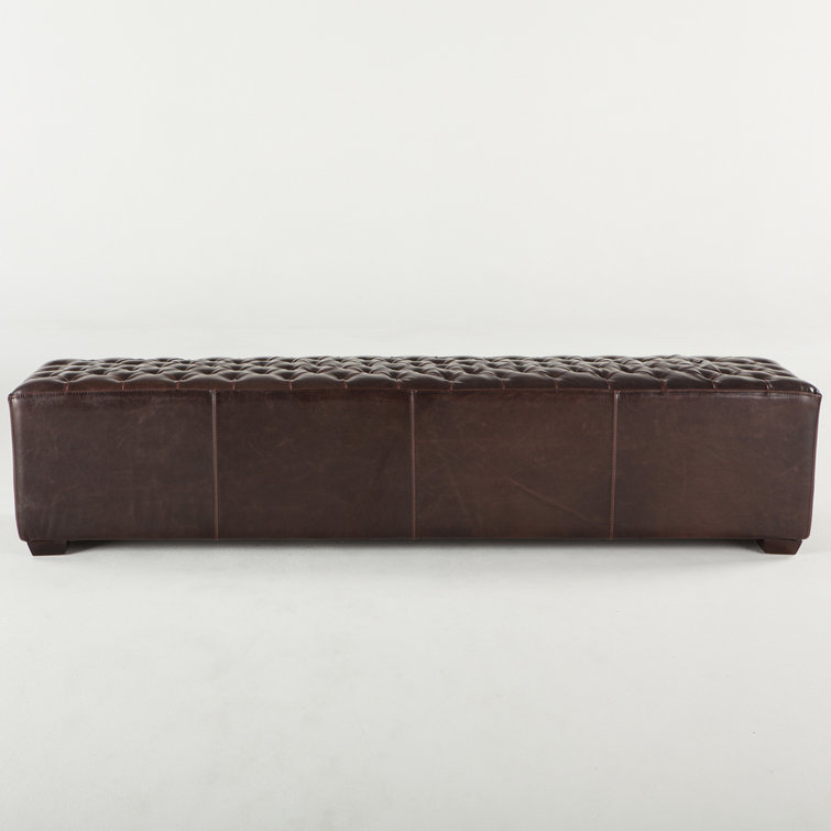 Arabella Brown Leather 78-Inch Upholstered Bench