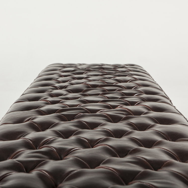 Arabella Brown Leather 78-Inch Upholstered Bench