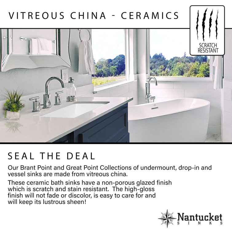 White Ceramic Rectangular Undermount Bathroom Sink