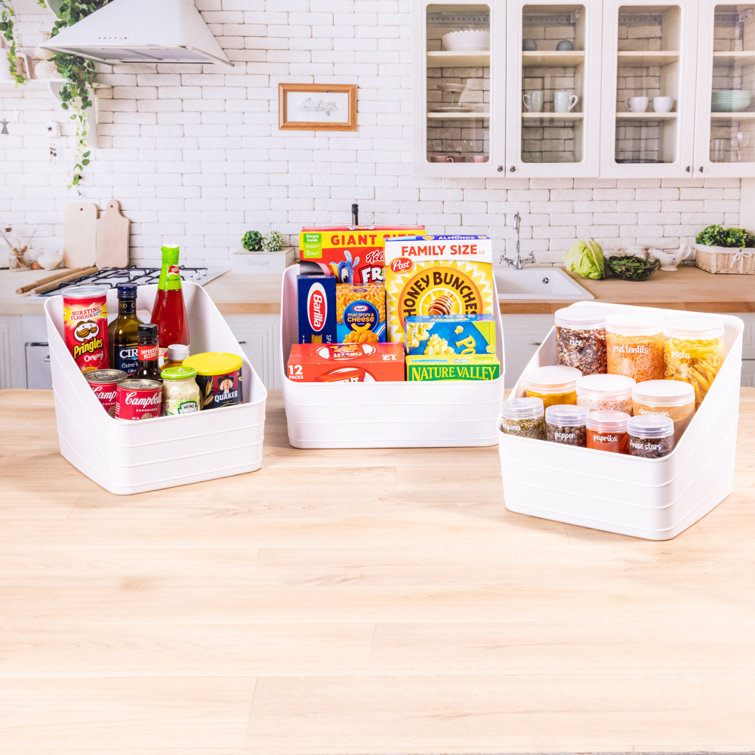 White Polypropylene Open Top Pantry Organizer Bin Set