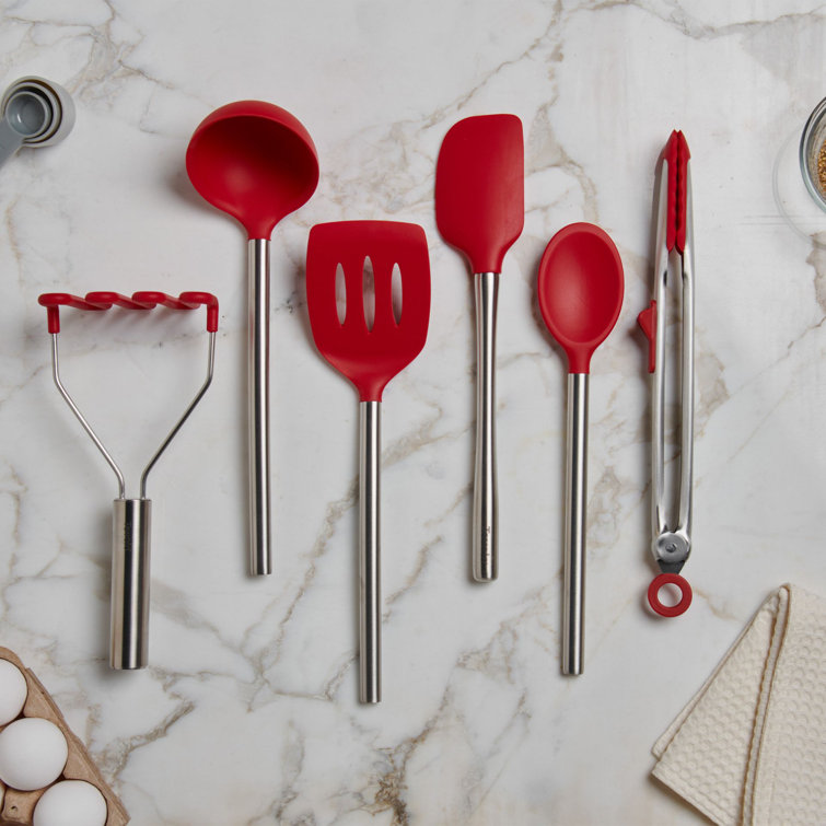 Cayenne Red Silicone and Stainless Steel 6-Piece Utensil Set