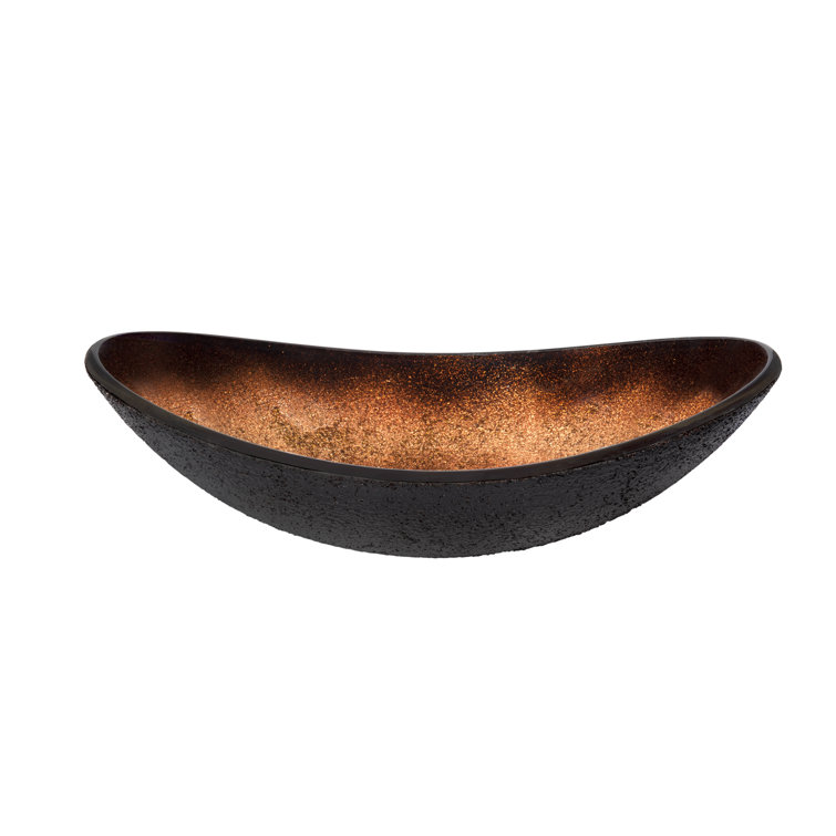 22'' Black and Copper Glass Oval Vessel Sink