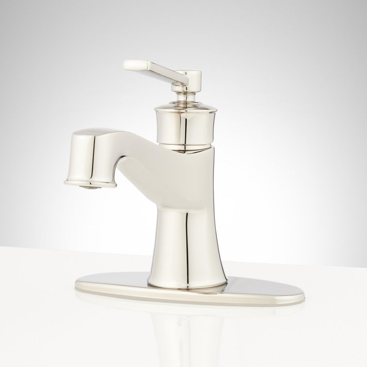 Polished Nickel Single Hole Bathroom Faucet with Pop-Up Drain