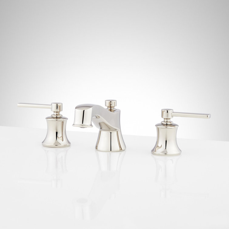 Polished Nickel Widespread Bathroom Faucet with Pop-Up Drain