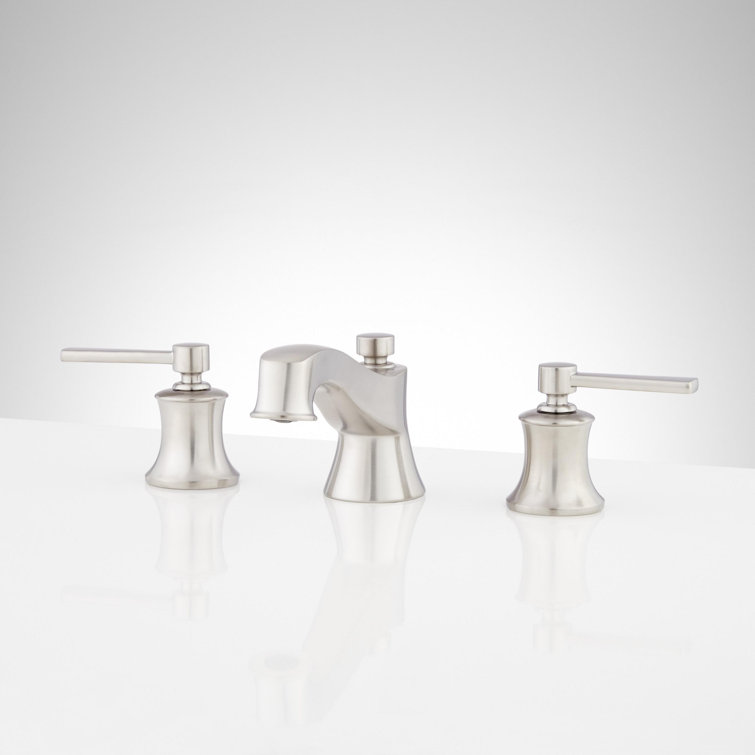 Polished Nickel Widespread Bathroom Faucet with Brass Handles