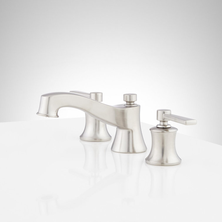 Polished Nickel Widespread Bathroom Faucet with Brass Handles