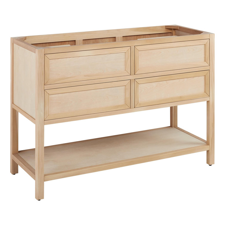 48" Light Wood Single Bathroom Vanity with Carrara Marble Top
