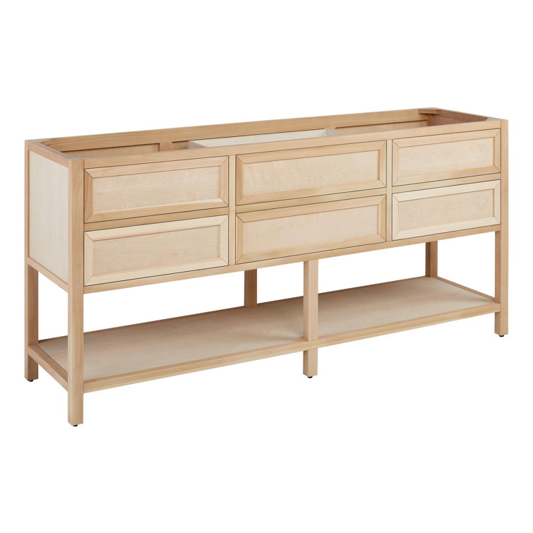 72" Natural Wood Double Bathroom Vanity with Carrara Marble Top