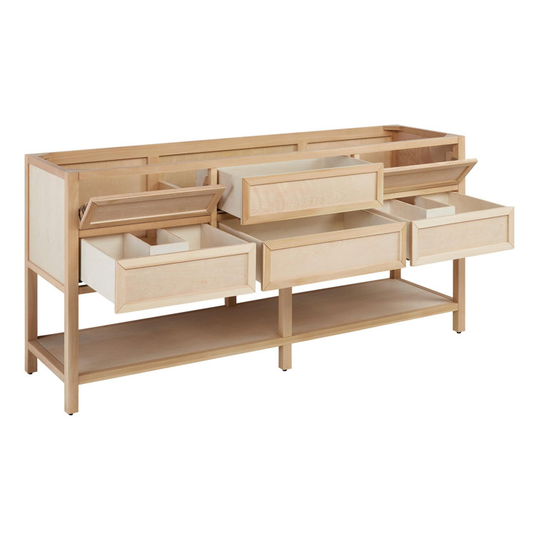 72" Natural Wood Double Bathroom Vanity with Carrara Marble Top