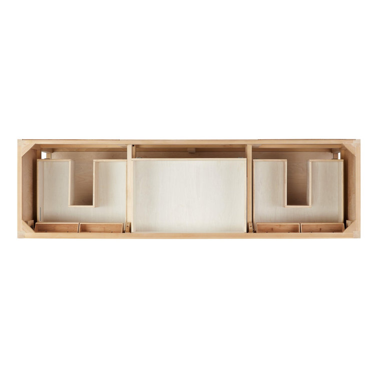 72" Natural Wood Double Bathroom Vanity with Carrara Marble Top