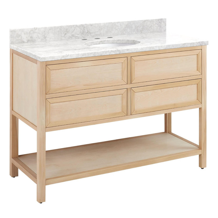 48" Light Wood Single Bathroom Vanity with Carrara Marble Top