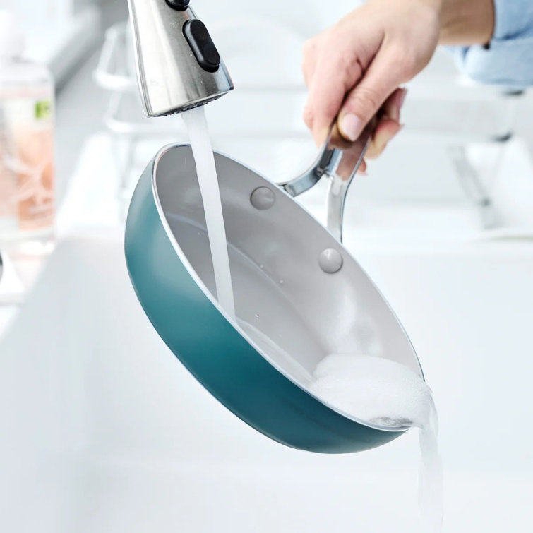 Deep Teal Aluminum Ceramic Nonstick Fry Pan Set, 8in and 10in