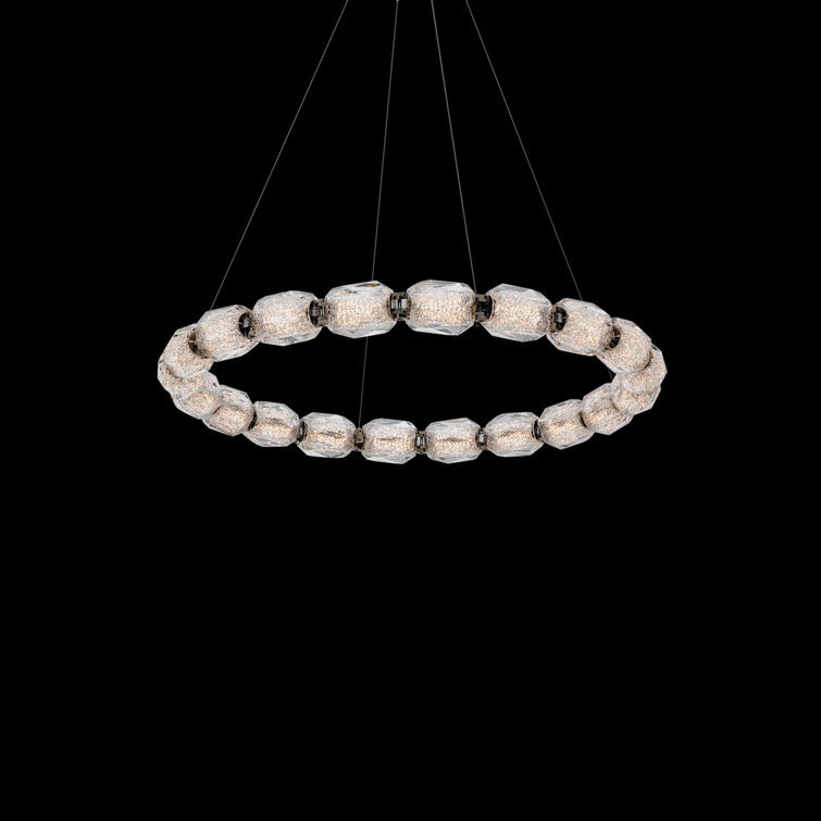 Polished Nickel Crystal LED Ring Pendant Light