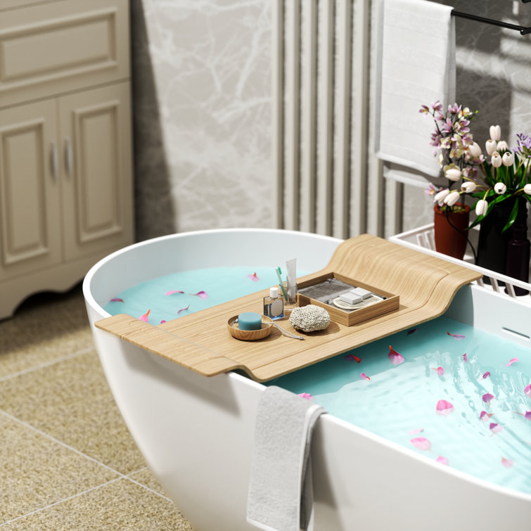 59" White Acrylic Freestanding Soaking Bathtub with Drain