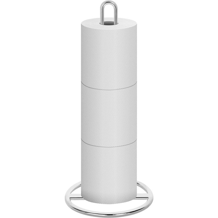 Silver Freestanding Steel Toilet Paper Holder with Raised Base