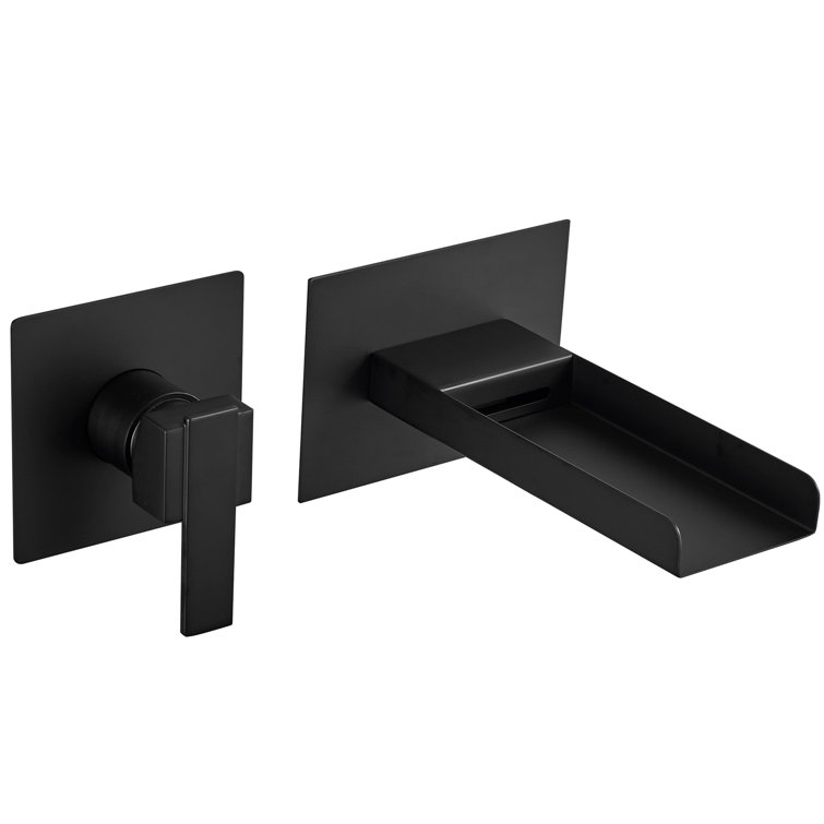 Matte Black Brass Wall Mount Waterfall Faucet