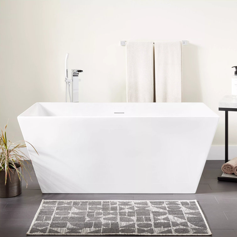 Hibiscus 59" White Acrylic Rectangular Freestanding Soaking Tub