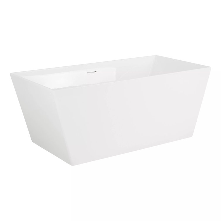Hibiscus 59" White Acrylic Rectangular Freestanding Soaking Tub