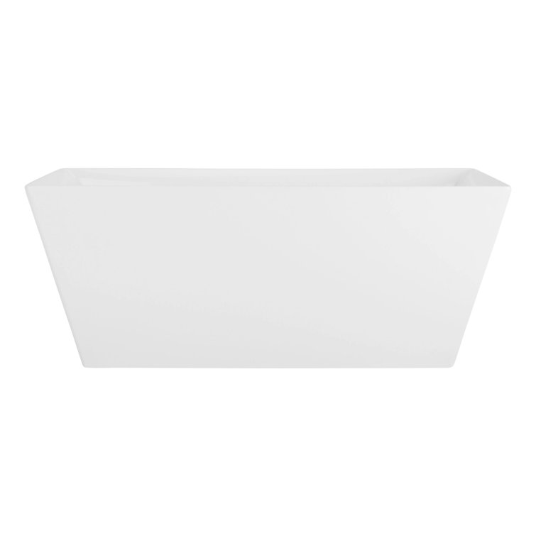 Hibiscus 59" White Acrylic Rectangular Freestanding Soaking Tub