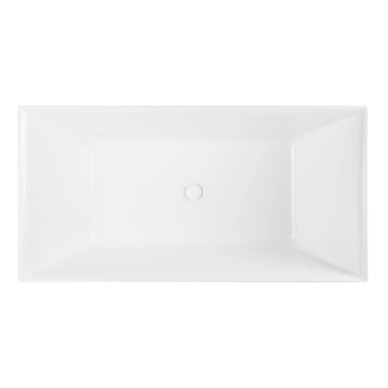 Hibiscus 59" White Acrylic Rectangular Freestanding Soaking Tub